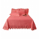 AI WINSURE paksendatud sametist voodikate Tepitud pehme voodilina tikandid volangidega seelik Queen-suurus 3tk Droppshipping 250x270cm 98x106inch