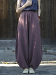 Johnature Naiste Vintage Bloomers P&uuml;ksid &Uuml;hev&auml;rvilised Patchwork Elastne v&ouml;&ouml;koht Kevadp&uuml;ksid Kvaliteetsed lahtised p&uuml;ksid M lilla