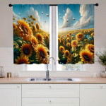 2tk S&otilde;brap&auml;eva s&uuml;dame &otilde;hupall akvarellv&auml;rviga maalitud Valance Print l&auml;bipaistvad kardinad Mitme stseeni varrastega taskudekoratsiooniga kardinad W65xH165(CM)x2PCS-Grommet Top