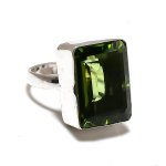 Natural Peridot Gemstone Handmade 925 Sterling Silver Gift Ring Size 8 b2m97
