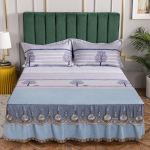 Puuvillane &uuml;hes t&uuml;kis voodiseelik, 100% puuvillane voodikate, kolmeosaline pits, paksendatud voodilina volangidega padjap&uuml;&uuml;r 1.2x2.0m