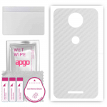 apgo Protective Skin Sticker for the back compatible with Motorola Moto C Plus, Wrap Film, Foil, Vinyl - Pattern Transparent Carbon