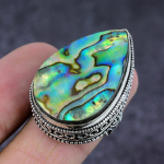 Natural Abalone Shell Gemstone Handmade 925 Sterling Silver Gift Ring S.8 w0k40