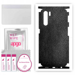 apgo Protective Skin Sticker for the back+sides compatible with Oppo Reno3, Full Wrap Film, Foil, Vinyl - Pattern Black Leather