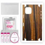 apgo Protective Skin Sticker for the back+sides compatible with Apple iPhone 11 Pro, Full Wrap Film, Foil, Vinyl - Pattern Tigerwood