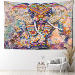 V&auml;rvilised helmed Elevandi seinavaip Seinale Rippkunst Abstraktne Maaling Boheemlaste Magamistoa Elutoa Kodukaunistus 95x70CM