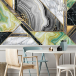 Abstraktne marmorist seinamaaling gobel&auml;&auml;n Kuldne foolium v&auml;rviline hipi boheemlaslik ps&uuml;hhedeelne moodsa stiili sisekujundus taustariie 95x70CM