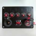 Veoauto Kahekordne USB 5 L&uuml;litiga L&uuml;lituspaneel PUNANE LED Voltmeeter 12V 24V Auto Paat Meres&otilde;idukid None punane
