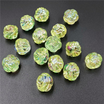 10 tk Mood l&auml;bipaistev UV-akr&uuml;&uuml;l Kahepoolne kolmem&otilde;&otilde;tmeline lilleline lahtised helmed DIY k&auml;sitsi valmistatud helmestega aksessuaarid roheline