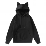 Naiste mood vabaaeg kassik&otilde;rvad (Aurutatud kassik&otilde;rva kujuga leib) Kapuutsiga fliisist kampsun Hoodie XXL must