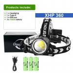 100000 luumenit &uuml;lihele mugav esilamp XHP360 suure v&otilde;imsusega t&ouml;&ouml;peatuli suumiga taaslaetav pealamp v&auml;lilaterna matkavalgusti with 18650 battery,box