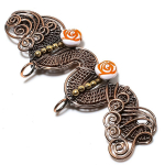 Carving Flower Gemstone Handmade Copper Wire Wrap Jewelry Pendant 1.38 h7s12