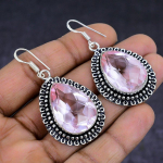 Morganite Gemstone handmade 925 Sterling Silver gift Jewelry Earring 2.09 E1W28