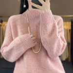 Naiste ka&scaron;miirist sviiter paksendatud Qinghe ka&scaron;miir 30% ka&scaron;miir 70% vill naiste s&uuml;gistalvine ka&scaron;miirpulover pehme ja soe XL roosa