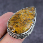 Fossil Coral Gemstone Handmade 925 Sterling Silver Gift Jewelry Ring Size 7 t6c50