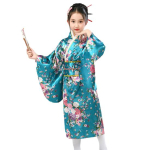 1 komplekt Jaapani kimono erksa kirsi&otilde;ie printiga Kergesti kantav Cosplay koolietenduste kimono t&uuml;drukutele 130cm sinine