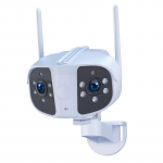 4K 8MP WiFi Turvakaamera V&auml;litingimustes Fikseeritud 180&deg; Lainurk Panoraamkaamera Video Veekindel J&auml;relevalve CCTV 6MP Kahe objektiiviga Kaamerad 6MP Camera No Card