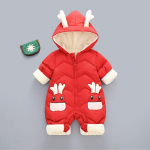 Newborn Romper Baby Winter Plus Paks Kombinesoon T&uuml;drukute Kombinesoonid V&auml;ikelapse mantel Talvine S&uuml;giskombinesoon Laste &Uuml;ler&otilde;ivad Laste Lumekost&uuml;&uuml;mid 100 punane