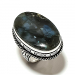 Natural Labradorite Gemstone Handmade 925 Sterling Silver Ring Size 9 y9z87