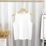 Naiste triibuline soliidne varakevadine pehme kleepuv kootud mitmek&uuml;lgne varrukateta v&uuml;rtsikas t&uuml;drukutopp OneSize aprikoosi