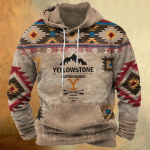 S&uuml;gisene meeste kapuuts, pikkade varrukatega dressipluus, vintage Yellowstone'i rahvuspargi prindiga &uuml;lisuur Y2k riietus, moodne meeste kapuuts S