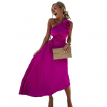 Naiste &otilde;htukleit &uuml;he &otilde;laga, plisseeritud lillekujundusega &otilde;&otilde;nsad seljataga varrukateta ebaregulaarse &auml;&auml;risega kokteilipeokleit pulmakleit Midi S aprikoosi