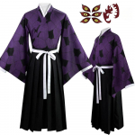 Demon Slayer Kokushibyou Cosplay Akumetsu Anime Demon Slayer Kost&uuml;&uuml;m Cosplay &Uuml;likond Parukas Kimono Haori Halloweeni Kost&uuml;&uuml;mid Meestele XXS lilla