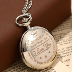 Graveeritud taskukell MINU LAPSELAPSELE Ma armastan SIND Parim kingitus Kvartskell Kett kelladele Meeste kingitus