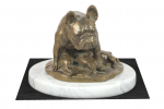 French Bulldog, Frenchie I - dog figurine, statue on white marble, trophy for Art-Dog dog show exhibition