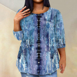 Naiste moodne vabaaja kolmeveerandvarrukatega tr&uuml;kitud &uuml;mara kaelusega pullover L