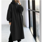 S&uuml;gis- ja talvemood fliisist keskmise pikkusega sviiter 4XL must