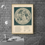 Vintage t&auml;iskuu kaardi reprodutseerimine Seinakunstitr&uuml;kk Plakat Kuu astronoomia Kuu diagramm L&otilde;uendimaal Pilt Kodu seinakunsti sisekujundus 20X30cm