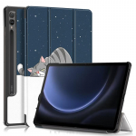 12,4-tolline Fashion Paint nutikas nahast kate Galaxy Tab S9 Plus S9 Fe Plus &uuml;mbrisele Ultra &otilde;huke p&otilde;rutuskindel kaitsekate S9 FE Plus 12.4 inch tumeroheline v&auml;rv
