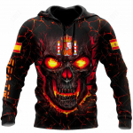 Hispaania Skull Hoodies Meeste kapuuts 3D Prindi Hispaania lipp Topid S&uuml;gisene pikkade varrukatega T&auml;navar&otilde;ivad Kapuutsiga kapuuts Meeste R&otilde;ivad M