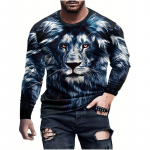 3D Tiger Print pikkade varrukatega T-s&auml;rk kevadine ja s&uuml;gisene meeste igap&auml;evane vabaaja pikkade varrukatega top Urban Street Fashion pikkade varrukatega T-s&auml;rk S