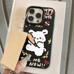 Telefoni&uuml;mbris iPhone 11 13 XR XS Max &uuml;mbrisele iPhone 12 14 15 16 Pro Max 12 Pro 15 Plus Nahast v&auml;rvitud veekindel kukkumis- ja kulumiskindel multikas iPhone 16 Pro Max valge
