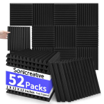 Pakkige 52 odavad akustilised vahtpaneelid 1 x 12 x 12 tolli suured helikindlad vahtpaneelid seinad, kiilu helikindlad seinapaneelid Acou must