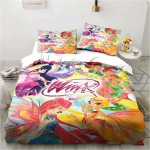 3D Prinditud Winx Saga Klubi Voodipesukomplekt Tekikott Voodikomplekt Tekikott Padjap&uuml;&uuml;r Tekk king Queen Suurus Poisid T&auml;iskasvanud Voodipesukomplekt 70x133cm 2pcs