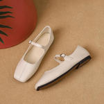 Prantsuse Retro Square Head Mary Jane Naiste kingad Kevadine &uuml;hes&otilde;naline pandla madala suuga &uuml;hes&otilde;naga kingad Lamedad kingad 35 valge