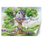 Tapeet Valged k&uuml;&uuml;likud onnis puu peal 100x70 sinine