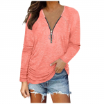 Naiste &uuml;hev&auml;rviline t&otilde;mblukk, plisseeritud vabaaja pikkade varrukatega T-s&auml;rk M