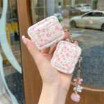 Roosa lilleline kate AirPods Pro 2/1/3 jaoks &ndash; Wave Shell Design Airpods pro2 roosa