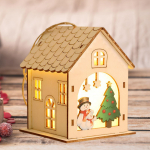 Lighted up Christmas Village House Snowman,Xmas Hanging Decoration Light Wooden for