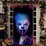 &Otilde;udne luukere uksekate 3D-kujundusega Halloweeni klouni b&auml;nner ukseakna ja seinakatte jaoks siseruumides Halloweeni kaunistuseks