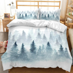 3D M&auml;gi Mets Tekikoti Komplekt Lumine M&auml;gi Talv Teema King Queen Suurus Tekikott Lastele Teismelisele Pol&uuml;ester Voodipesukomplekt 135X200cm-2pcs