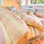 Armas loom Panda tekikott 3tk Puuvillane multikas Must Valge Hiina Panda Voodipesukomplekt Pehme p&ouml;&ouml;ratav triibuline tekkekate Single 150x200cm