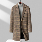 Uus mantel s&uuml;gis-talvine uus keskmise pikkusega ruuduline villane Slim Fit meeste mantel 3XL