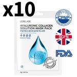 [Lebelage] Hyaluronic Acid & Collagen Solution Mask Pack (10 Sheets) &ndash; Hydrating & Firming Face Masks