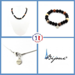 Pierres et Min&eacute;raux. Parure bijoux Bracelet Collier Perles bois p&eacute;trifi&eacute; + Onyx noir mat 8 Taille personnalisable. must