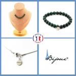 Pierres et Min&eacute;raux. Parure bijoux Bracelet Collier 10 Perles Malachite du Congo qualit&eacute; 7A Taille personnalisable.